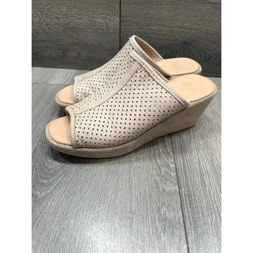Johnson & Murphy cream perforated wedge slides Cream 8.5 Medium S000102 - Picture 5 of 11